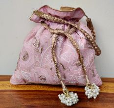 Handcrafted Chikankari Silk Potli Bag for Women